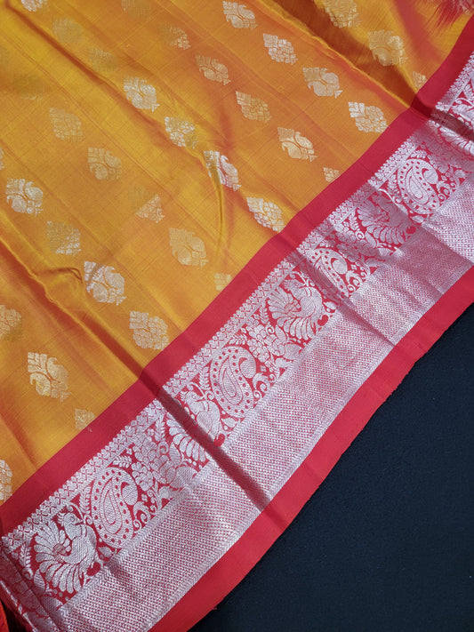 Pure Kanchi Pattu Silk Saree w/ Work Blouse