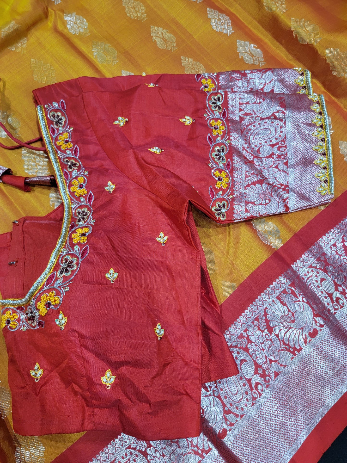Pure Kanchi Pattu Silk Saree w/ Work Blouse