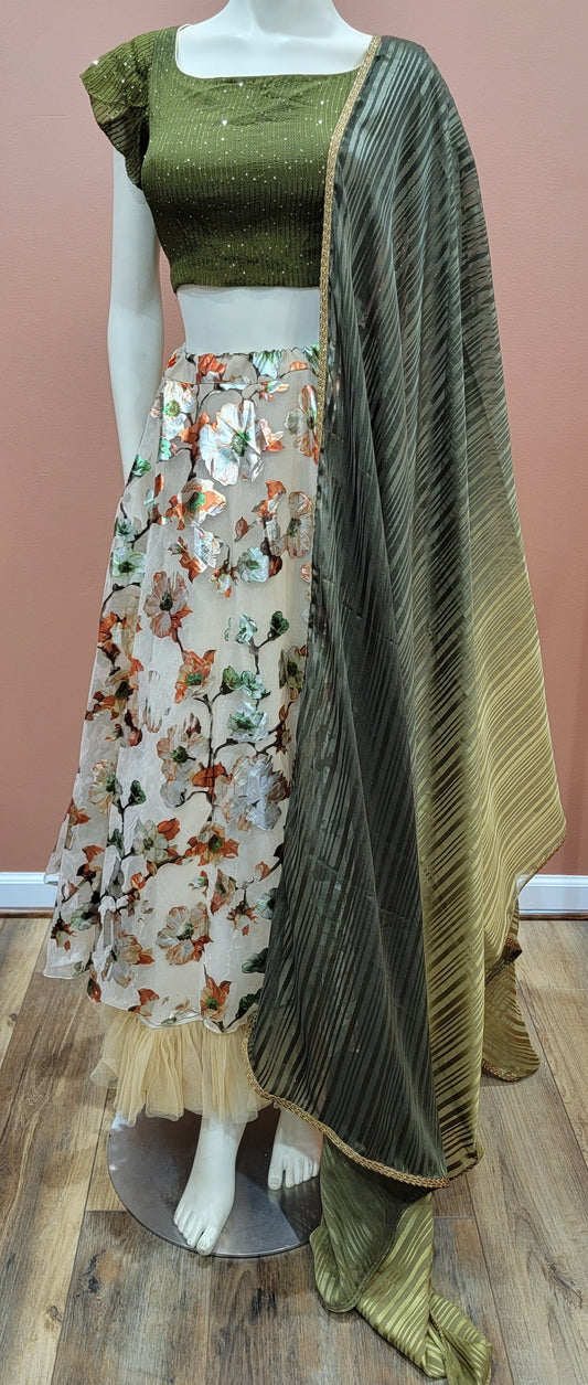Floral Organza Lehenga set