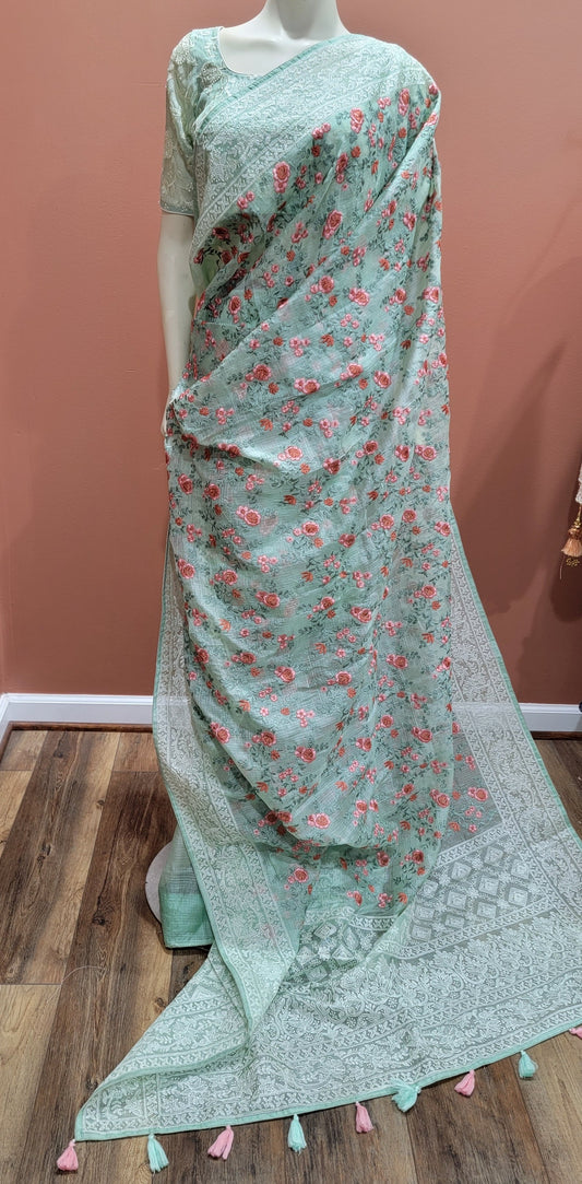 Kota Tussar Saree w/ Chikankari blouse