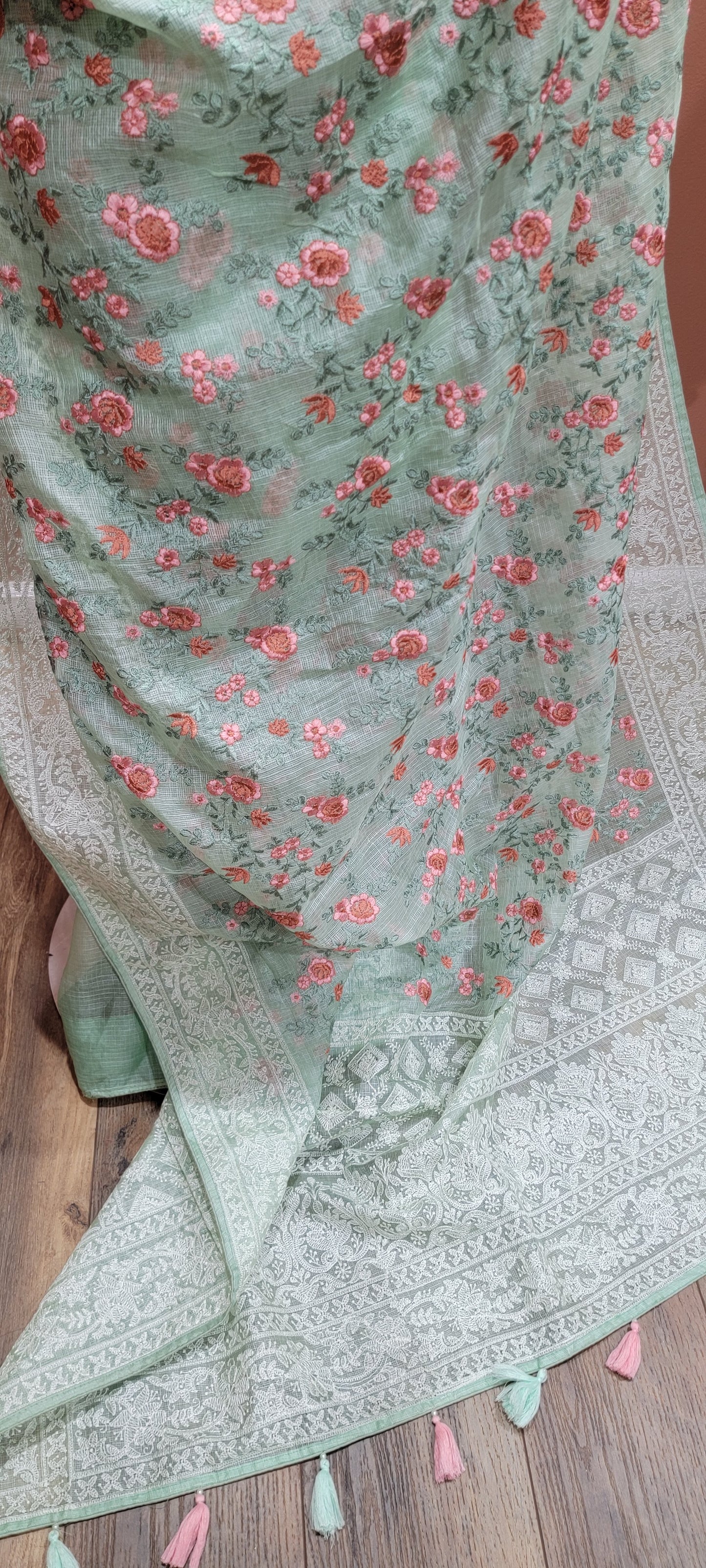 Kota Tussar Saree w/ Chikankari blouse
