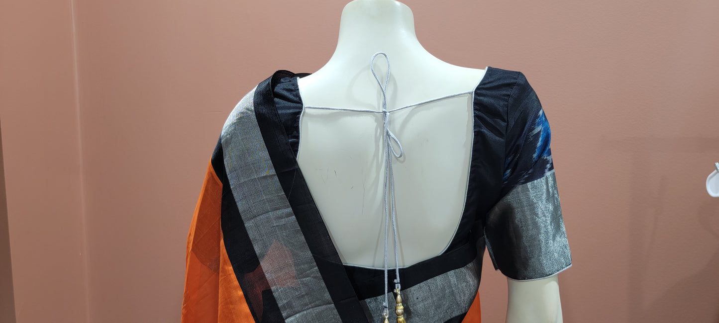 Kuppadam Saree in Orange and Black