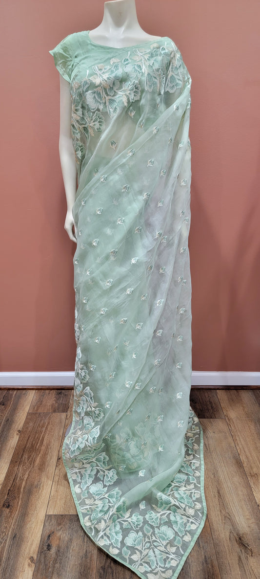 Organza Embroidered Saree Collection W/ Blouse