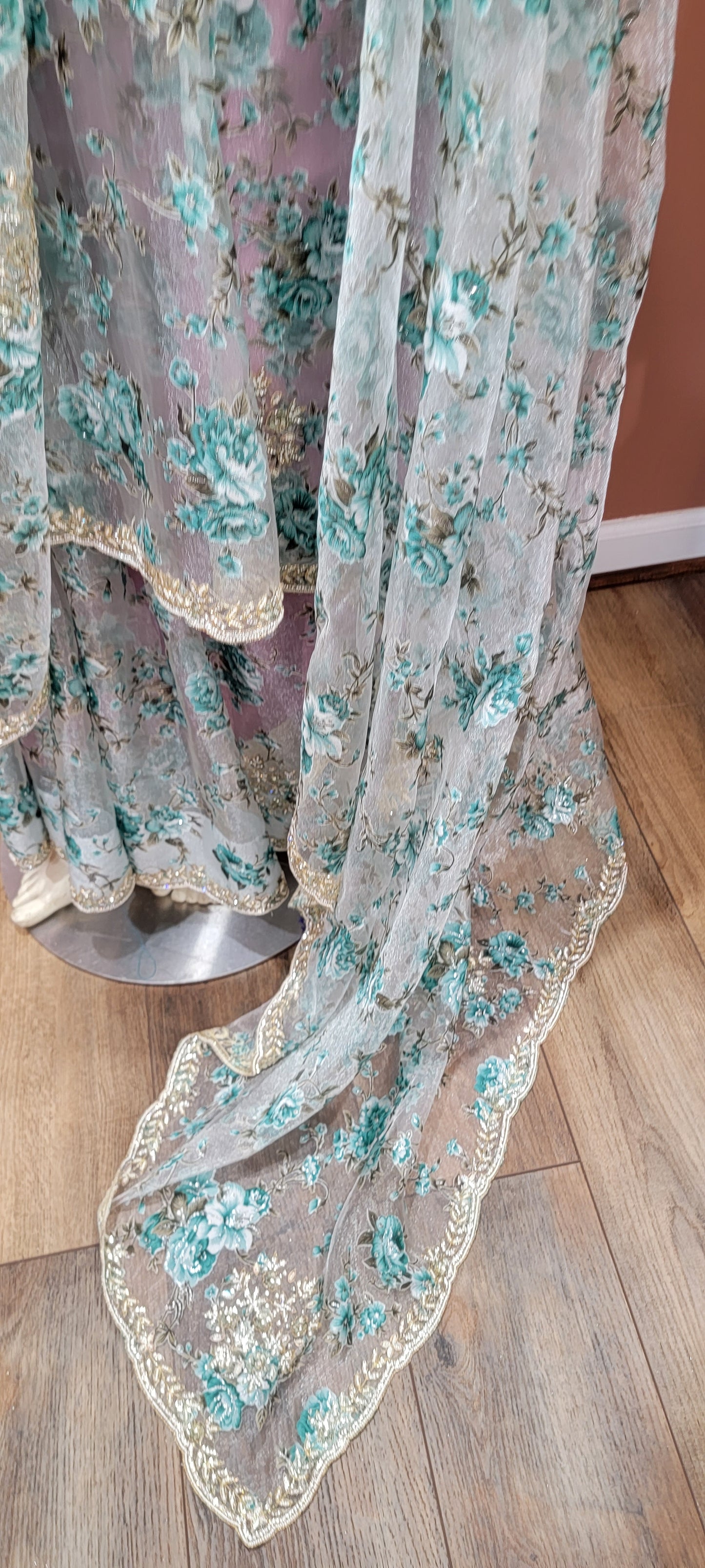 Glass Tissue Floral Saree Collection W/ Hand Work Border.