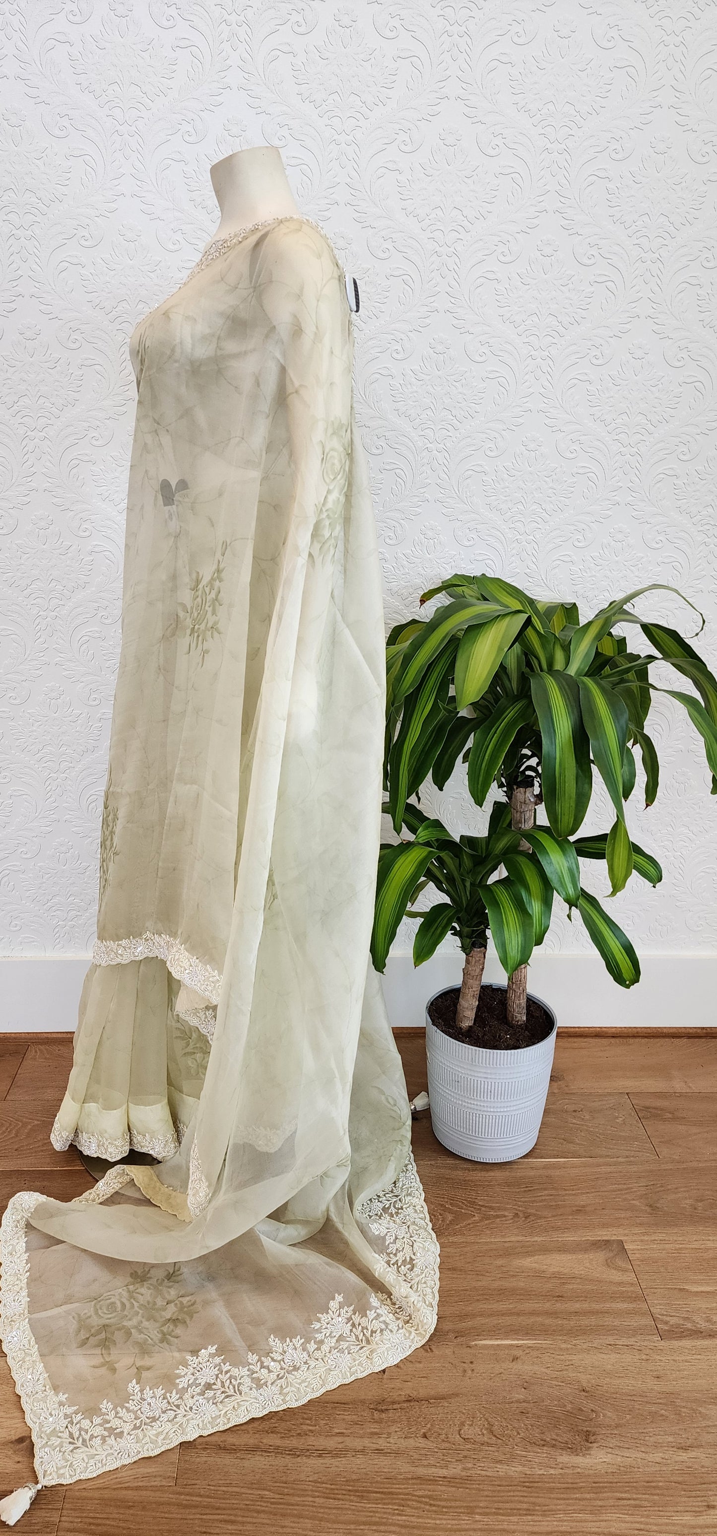 Hand Embroidery Organza Saree W/Blouse.