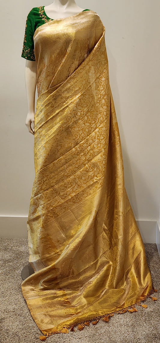 Kanchi Silk in Gold W/ Custom Blouse