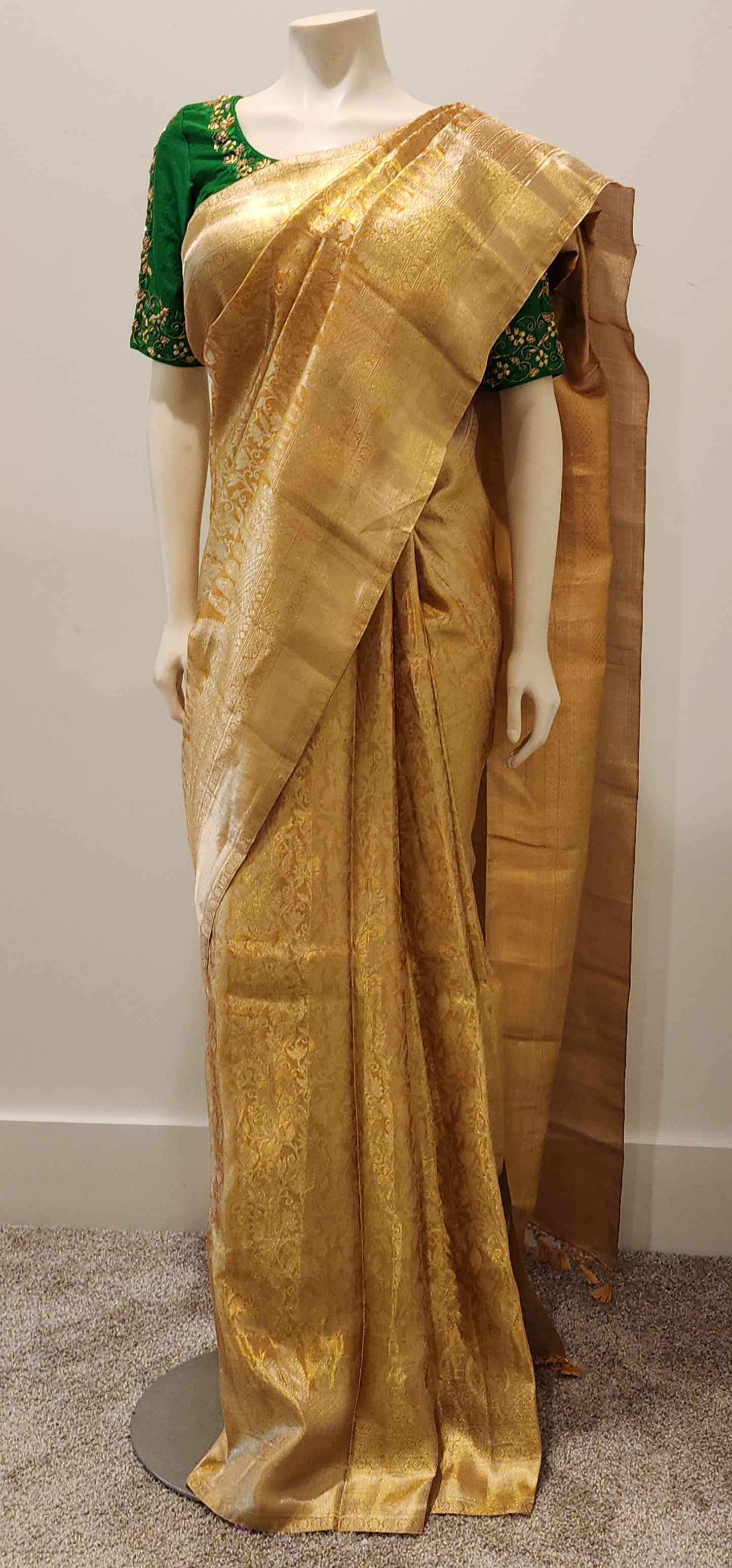 Kanchi Silk in Gold W/ Custom Blouse