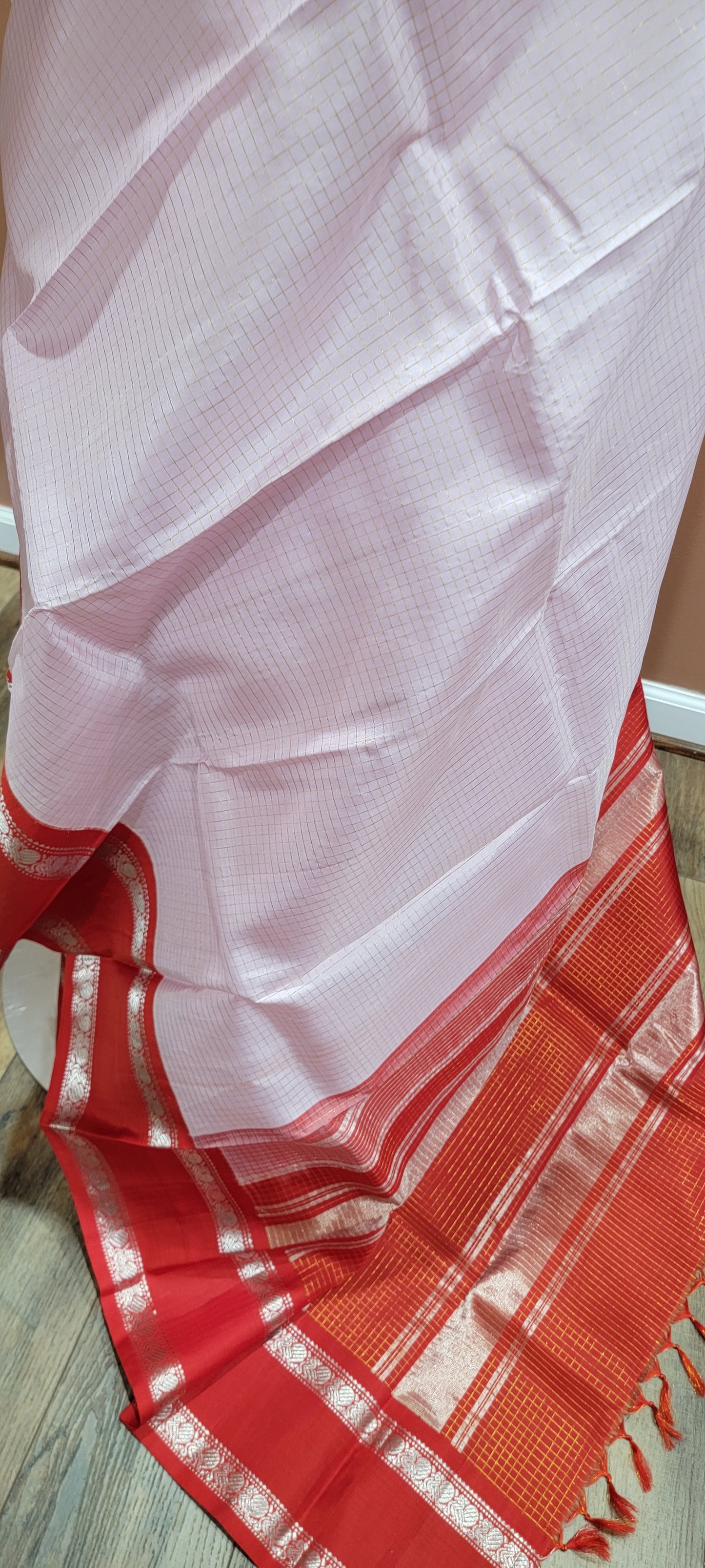 Kanchi Silk Saree in pink and Red