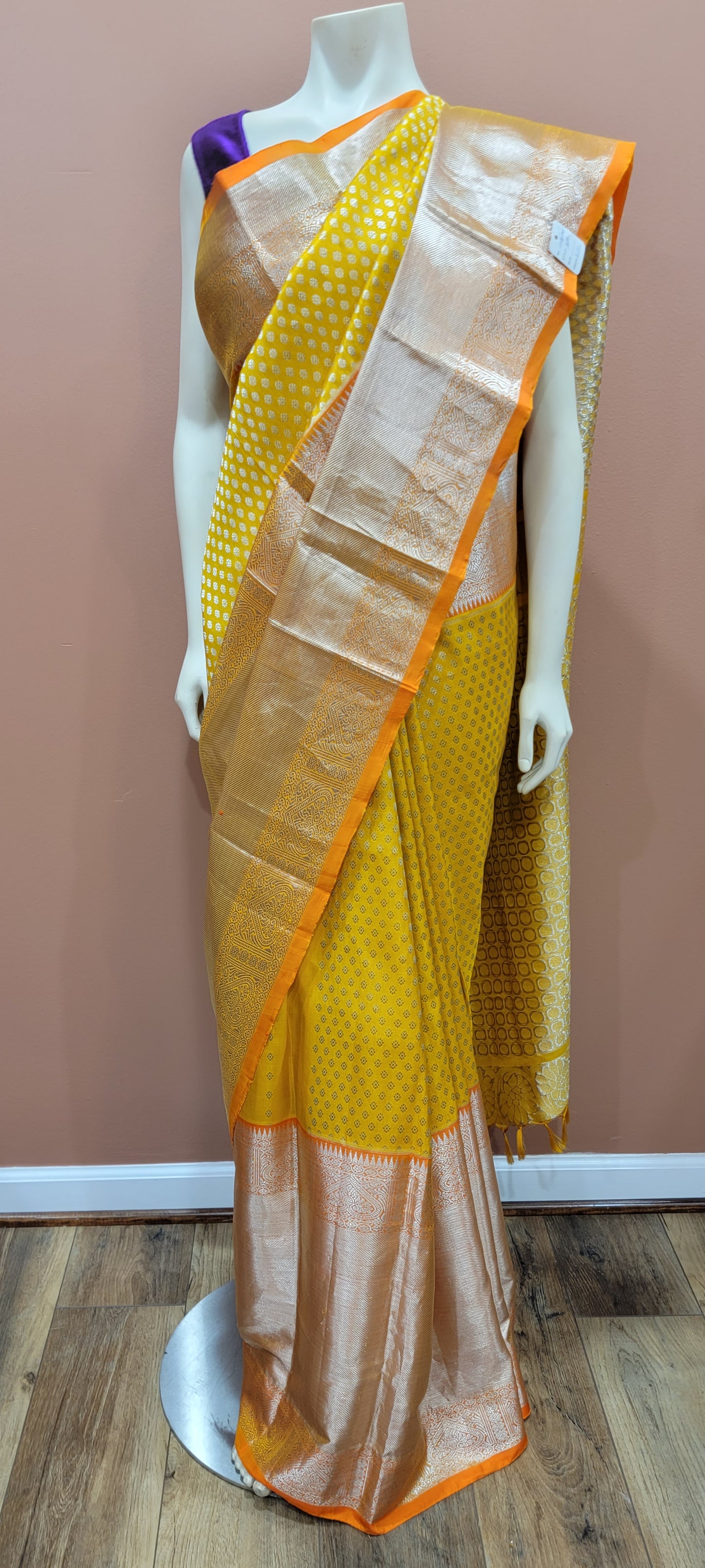 Venkatagiri Silk Saree in Yellow w/ Custom Blouse