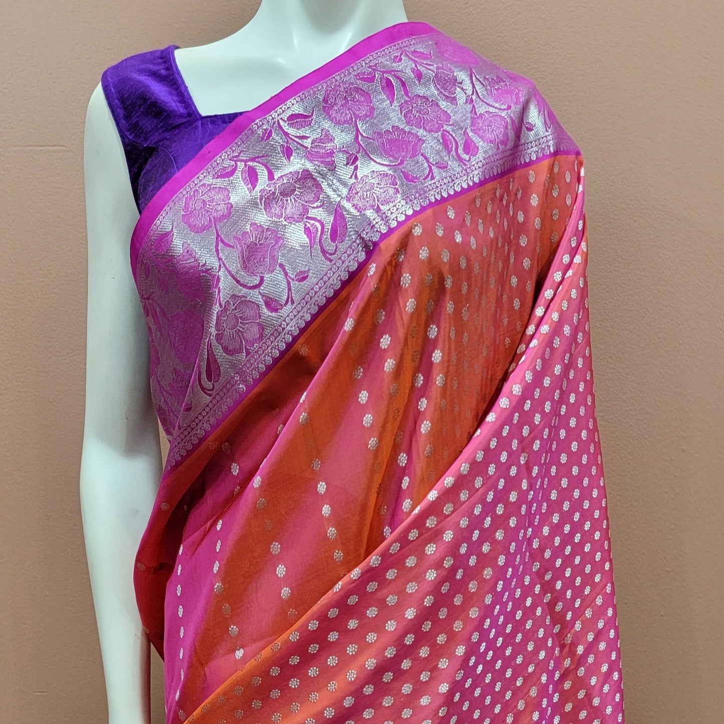 Venkatagiri Silk Saree in Pink w/ Custom Blouse