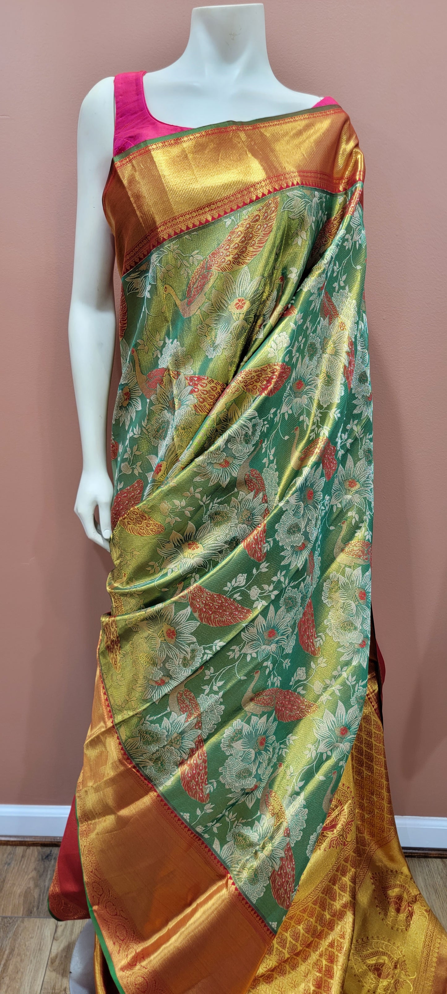 Kanchi Organza Jacquard Multi Sequence Full Worked Saree With Raw Silk  Sequence Blouse – Prititrendz