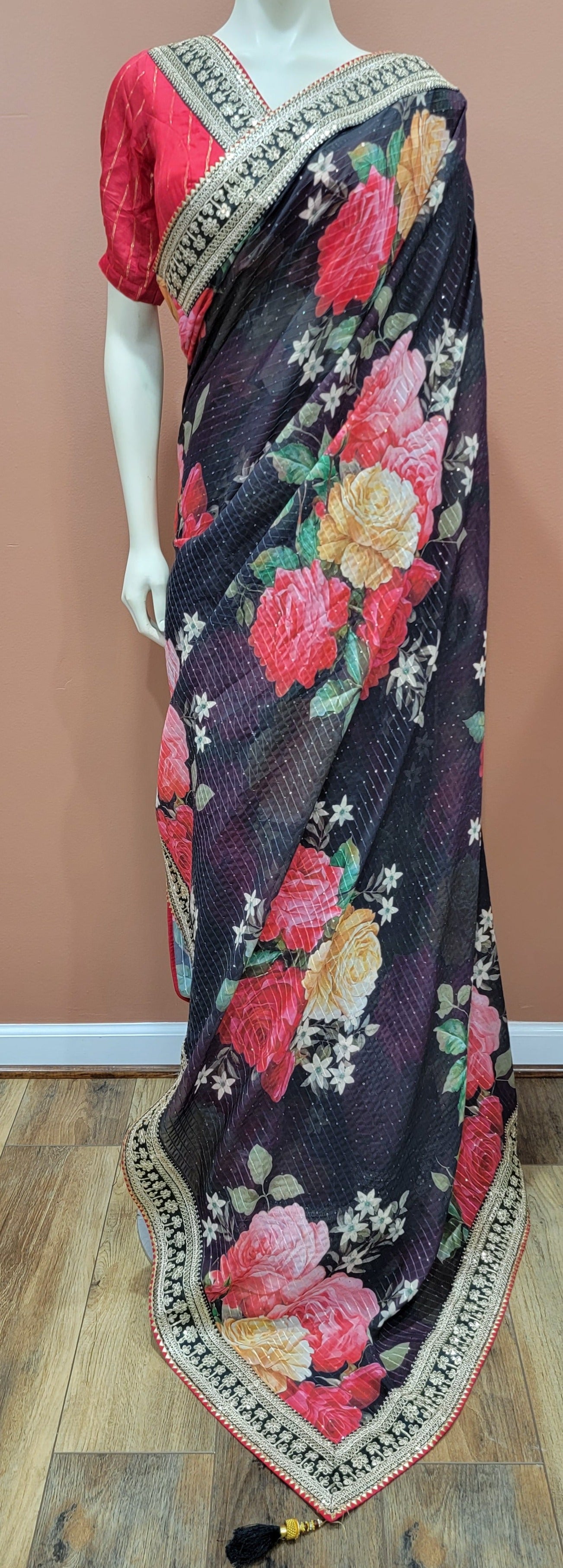 Chinon Sequence Saree W/ Blouse Collection