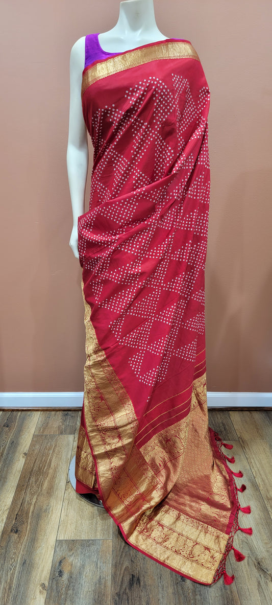 Kanchi Hand Tie Bandhini Saree Collection