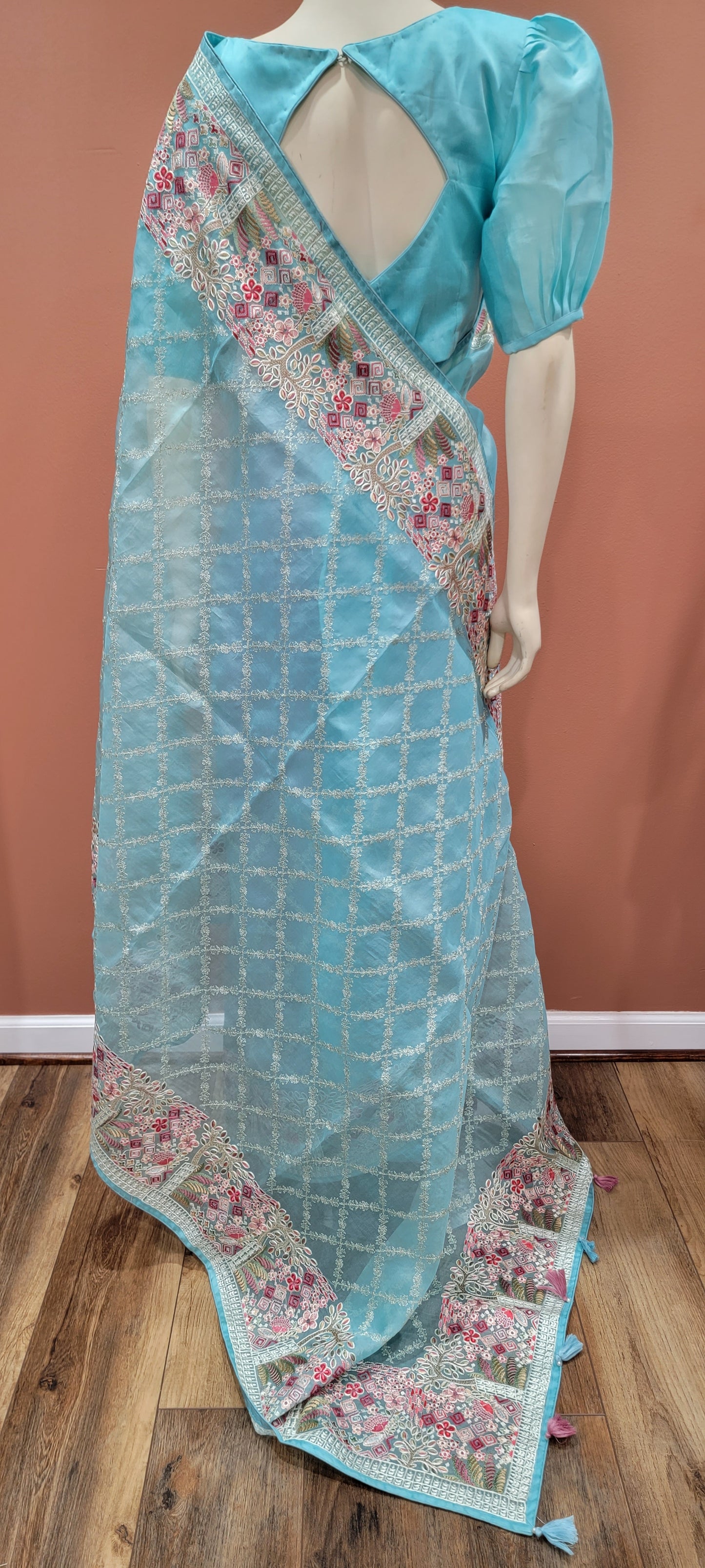 Organza Embroidered Saree Collection W/ Blouse.