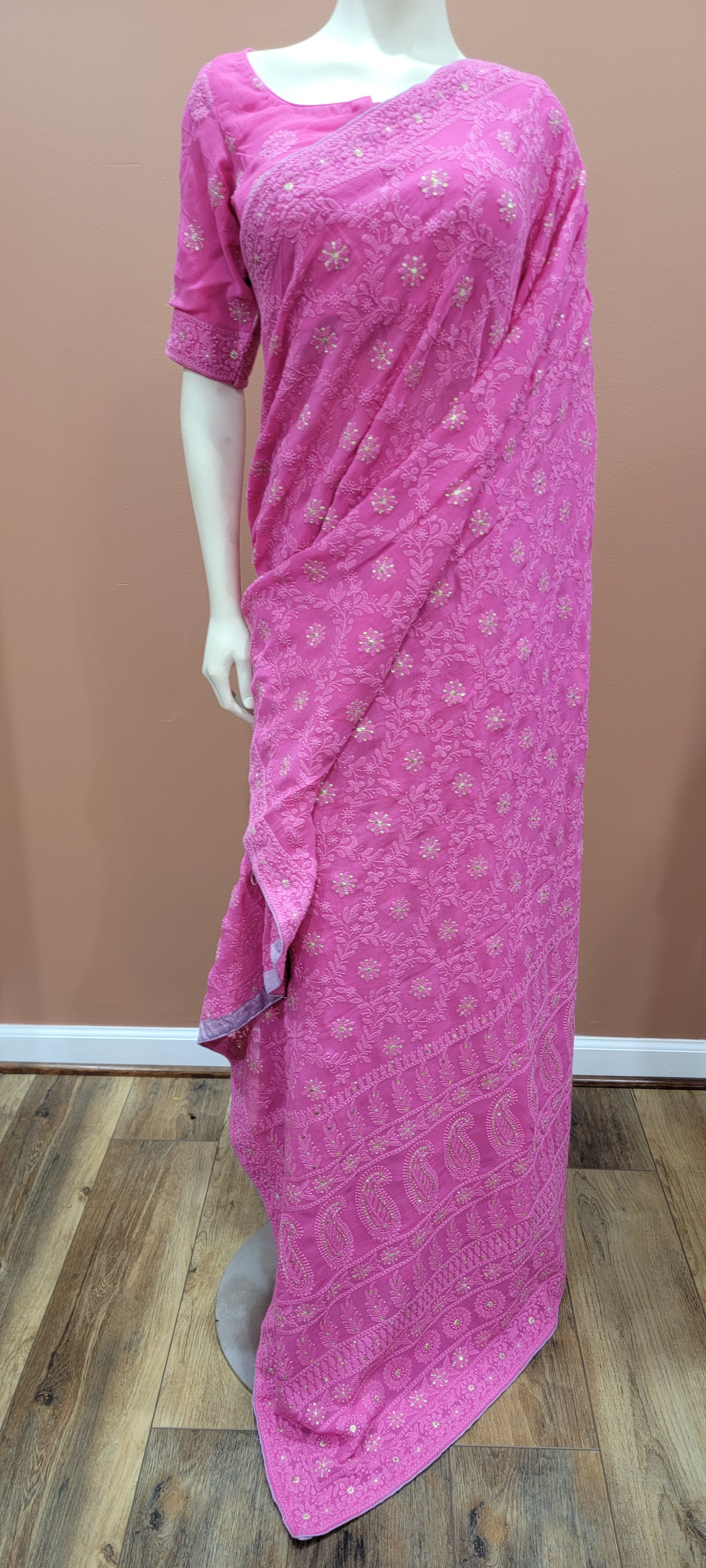 Georgette Saree with Heavy chikan