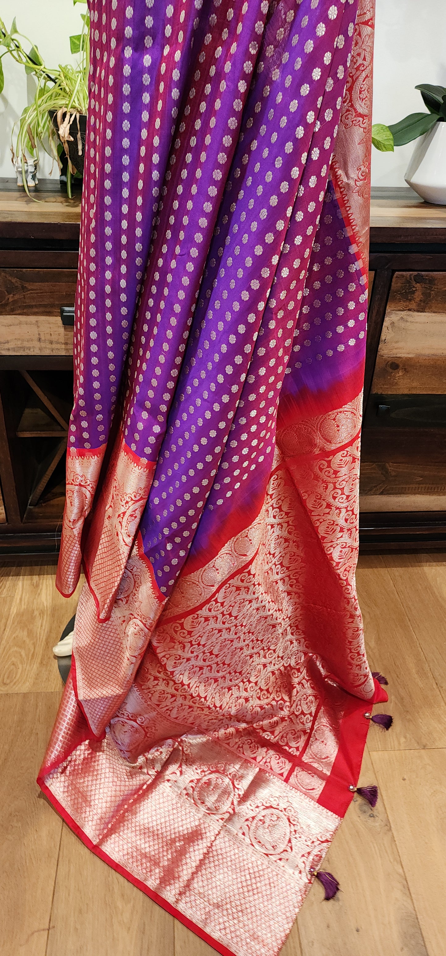 Venkatagiri Silk Saree in Purple W/ Custom Blouse.